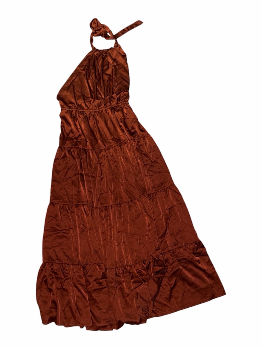 Nordstrom Rust Brown Halter Backless Maxi Dress